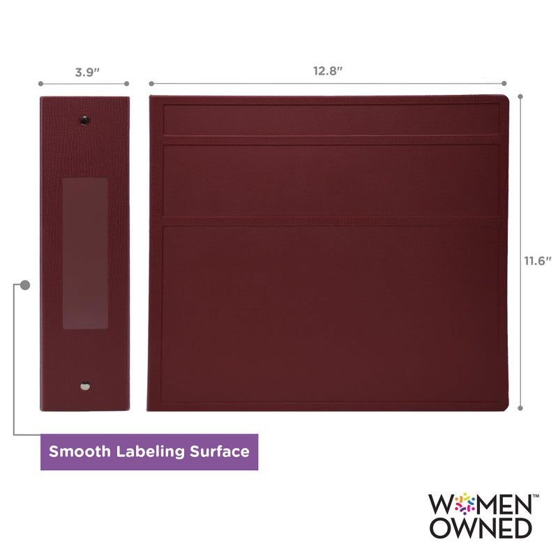 Carstens 4-Inch Heavy Duty 3-Ring Binder - Side Opening, Wine, Durable Plastic, Precision No-Gap Rings, Waterproof Cover, No Pockets, Holds 600 US Letter Sheets, BPA-Free, Made in USA (1843-3R) - Image 3